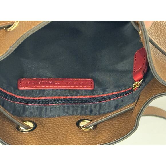 Tommy Hilfiger Brown Faux Leather Bucket Drawstring Crossbody Bag Purse NWT - Picture 10 of 11